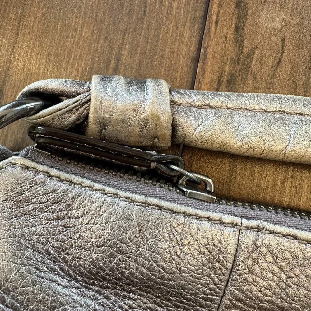 Coach Kristin Metallic Gold Pebbled Leather Hobo Bag Convertible Handbag